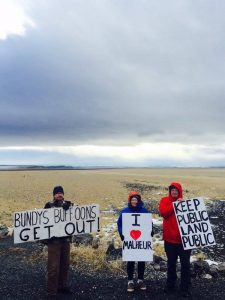 Bundy occupation counterprotest signs at Malheur Refuge